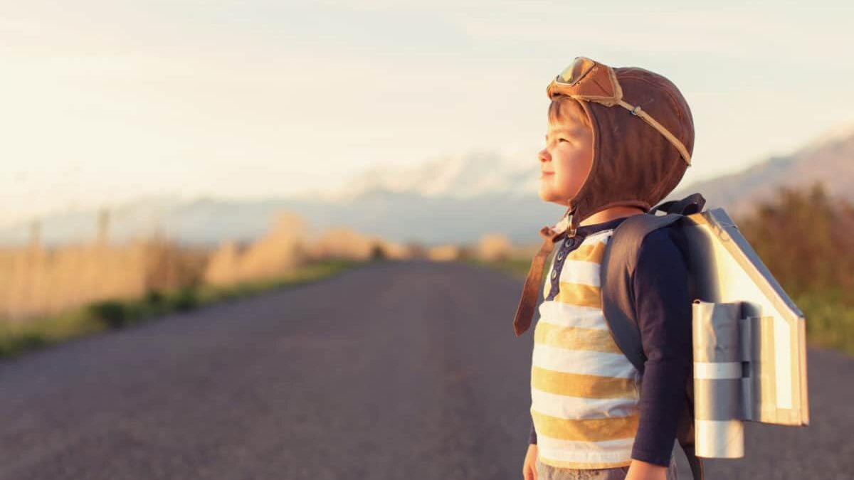 Young Boy with Jet Pack Dreams of Flying
